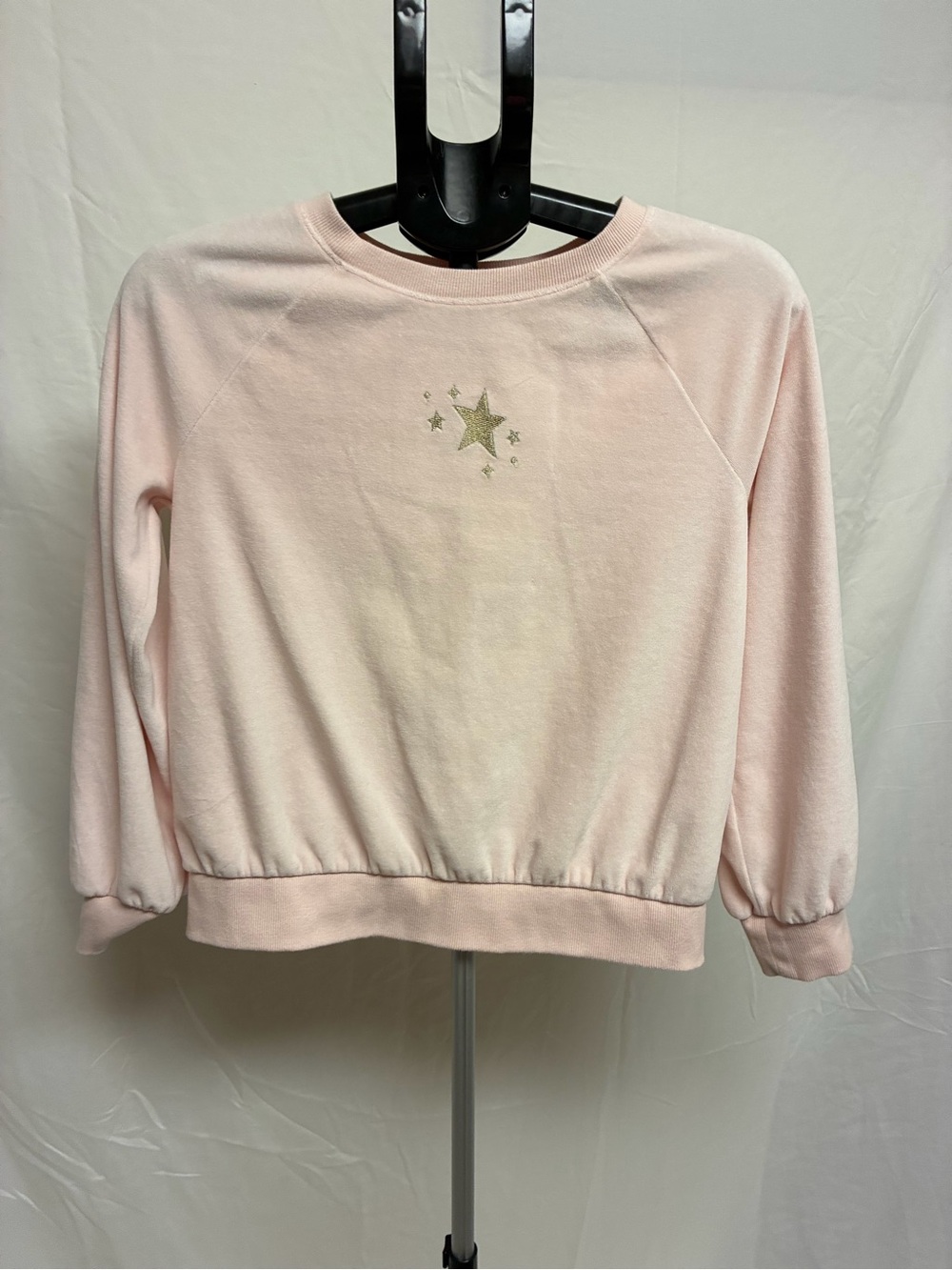 Girls Pink Star-Accent Pullover Sweatshirt Size 14
